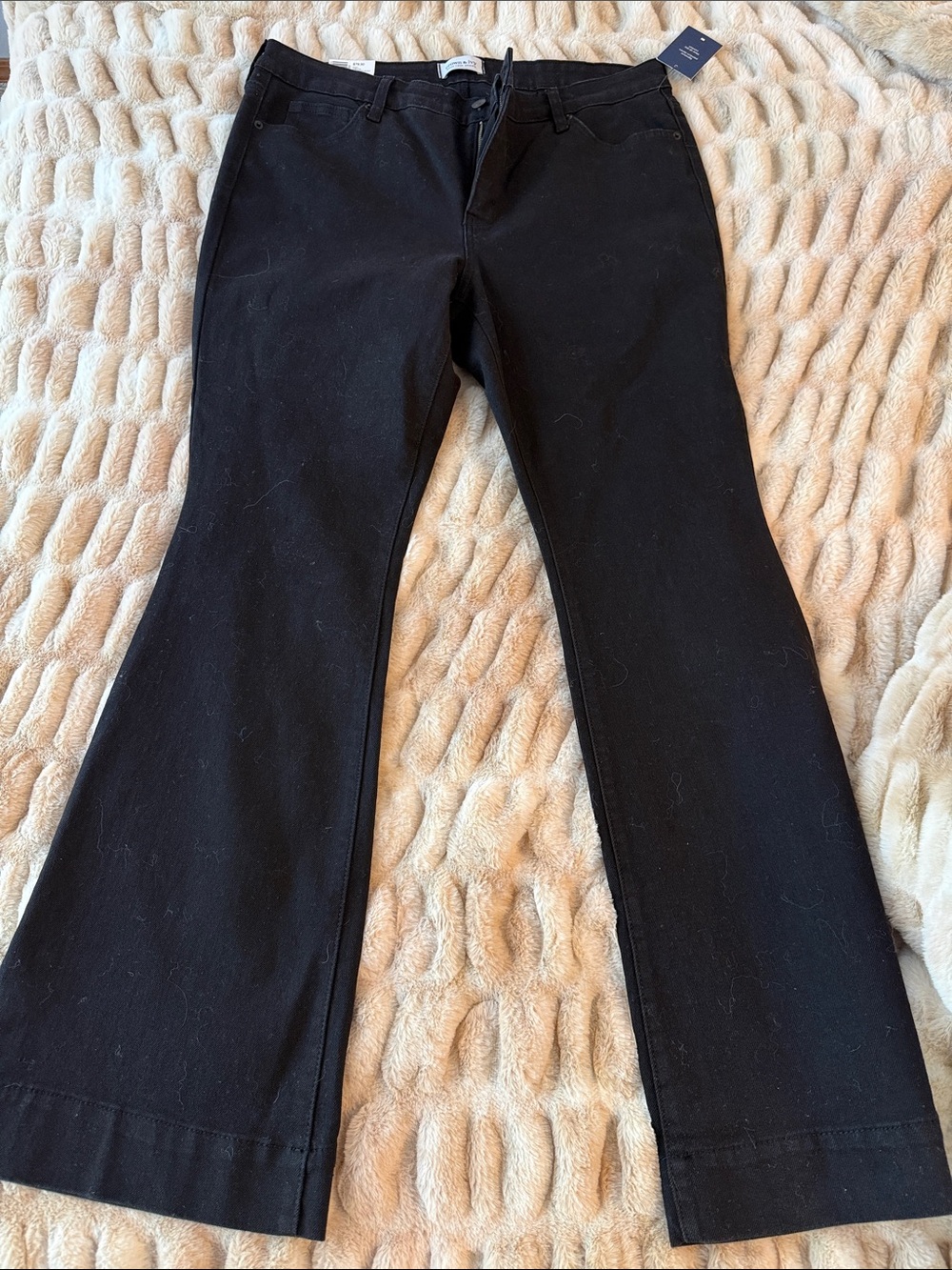 crown & ivy Black Boot-Cut Flare Pants 14W
